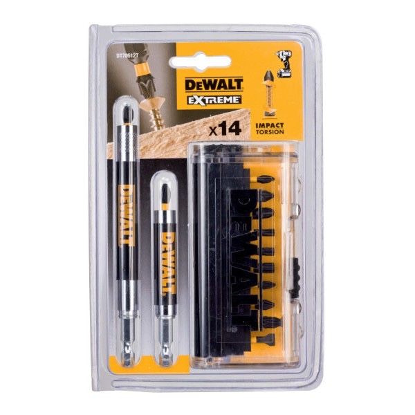 Комплект ударни битове 2 броя магнитен адаптер DeWALT - 14 части