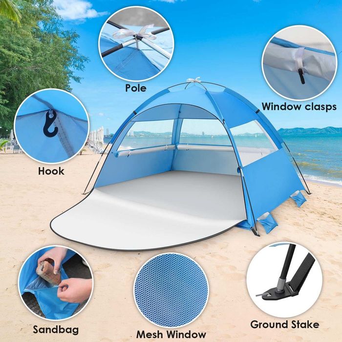 НОВА! Автоматична плажна шатра, палатка, 4 души, UV, и вентилация