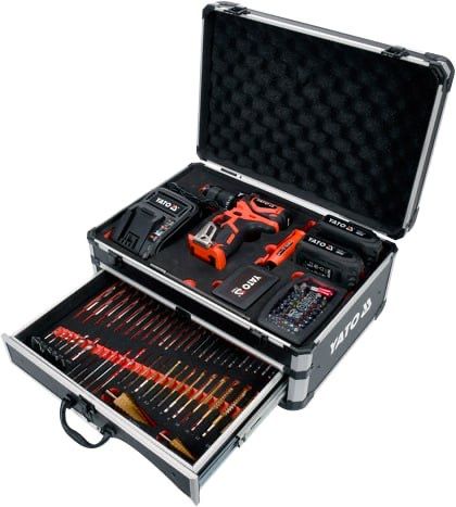 Аккумуляторная бесщёточная дрель 18 В с аксессуарами, 126 предметов