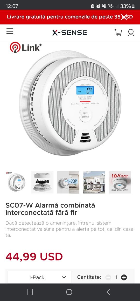 SC07-W Alarmă combinată interconectată  fără fir 3Pack