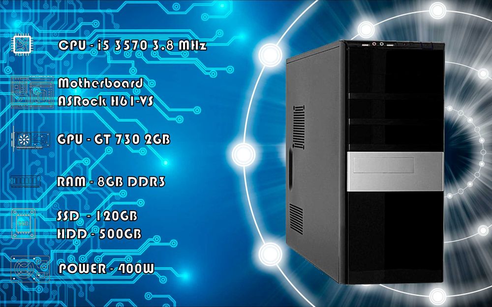 Офис-Дом i5 3570\GT 730 2GB\RAM 8GB\SSD 120GB\HDD 500GB