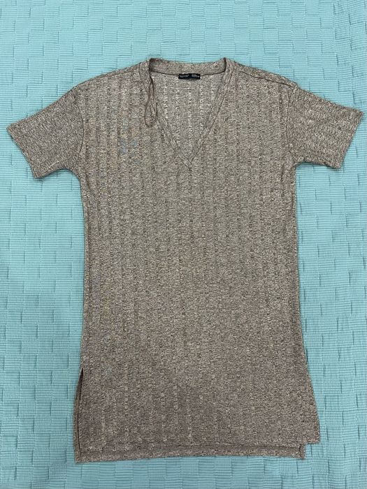 Коричневое вязаное платье-футболка ZARA