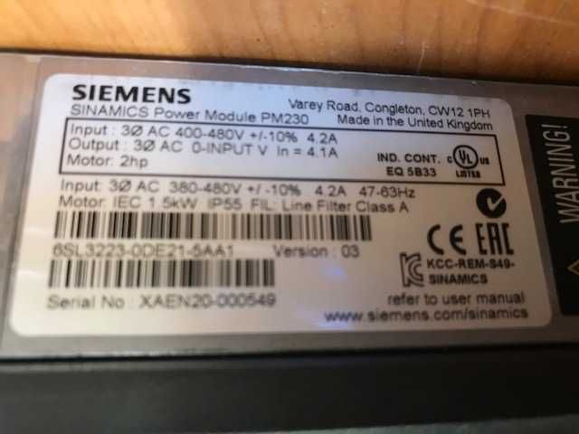 Честотен регулатор(инвертор) SIEMENS 1,5кw 400V AC