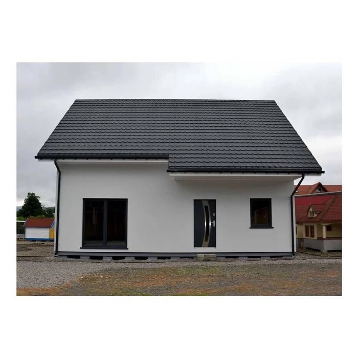 Casă modulară pe structură metalică, cu pereți din panouri sandwich, p