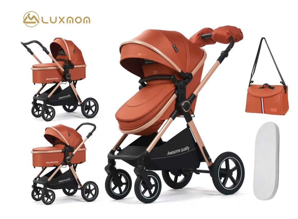 Коляска LUXMOM Premium 3-в-1 с люлькой и прогулочным блоком

• Модель