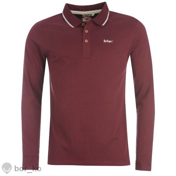 Мъжка блуза с яка Lee Cooper Peached Long Sleeved Polo Mens