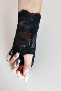 черни дамски дантелени ръкавици  - размер S