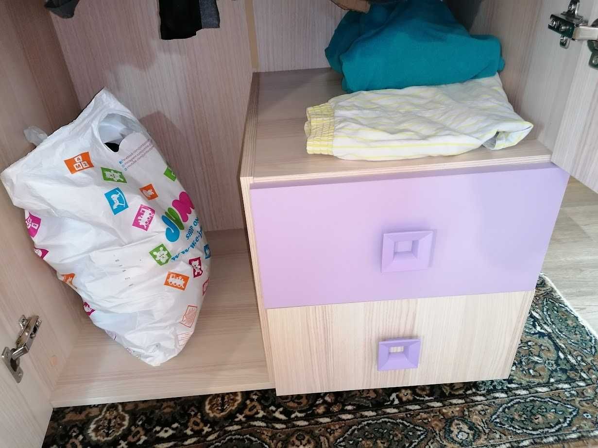 Детски гардероб за момиче - Виолетов/бяла бреза