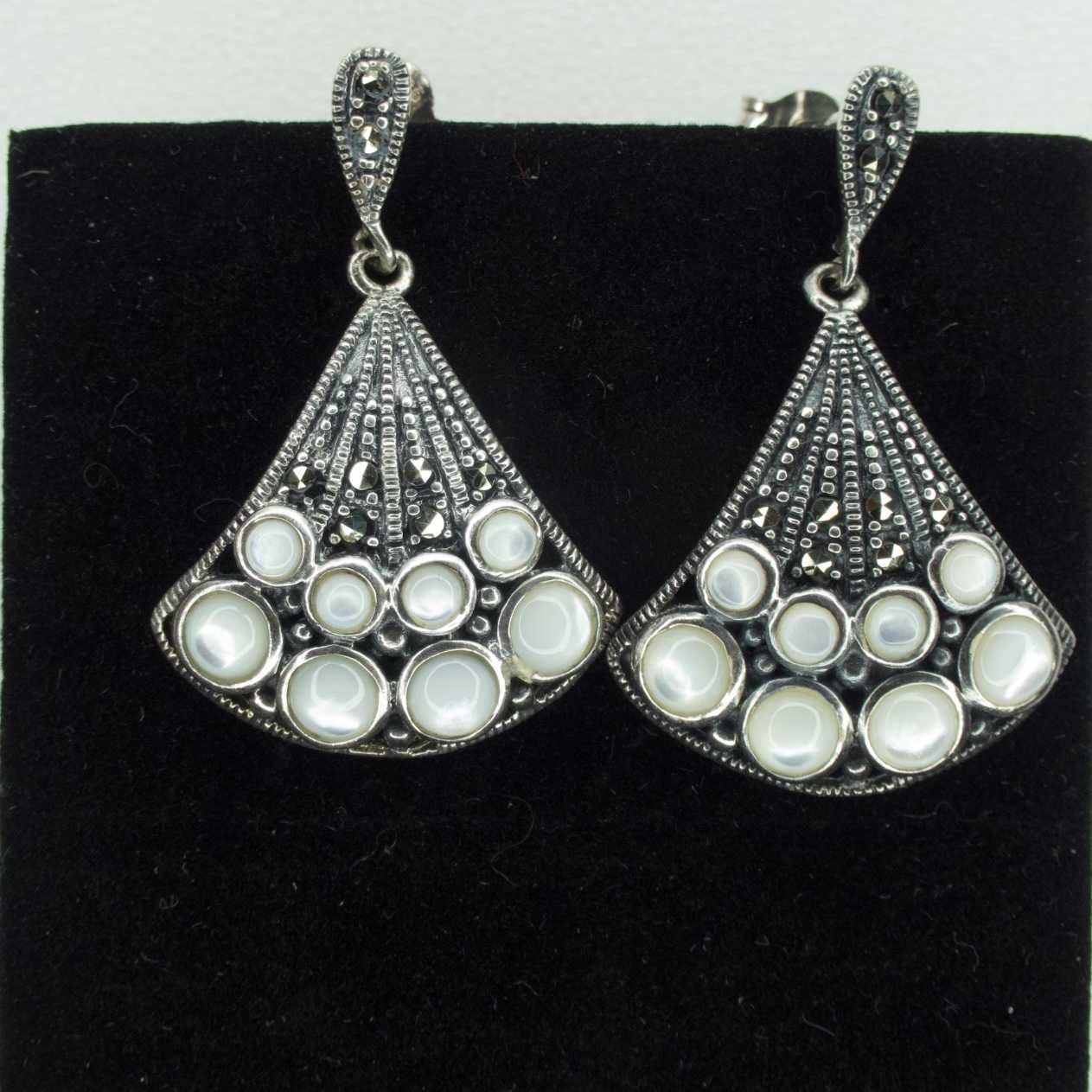 Cercei argint cu perle si elemente Swarovski