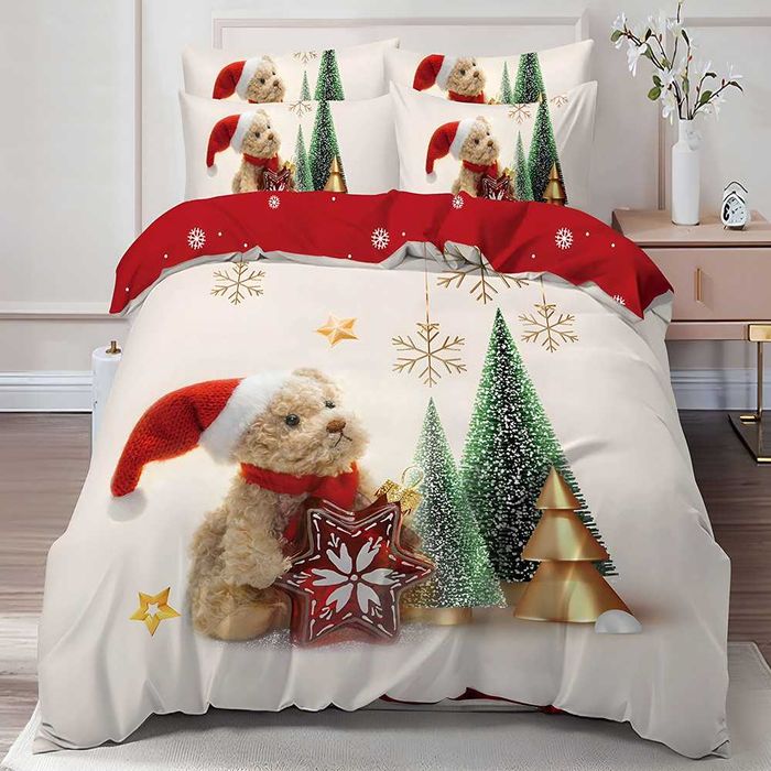 Двулицево коледно спално бельо (Реално изображение), 6 части