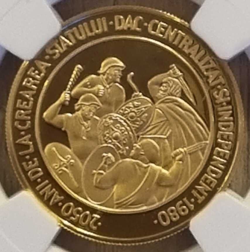 Set Staul Dac 1982: 500 lei aur, 100 lei argint gradate NGC PF 69 67