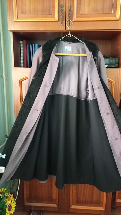 Palton dama, Mantou dublat cu stofa, model raglan, Marime 48, Mov Lila