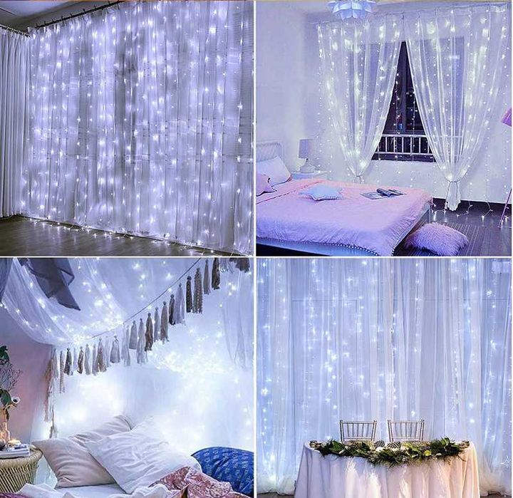 LED Завеса 3 х 3 м Син цвят BLUE 420лампи с Опция Снаждане