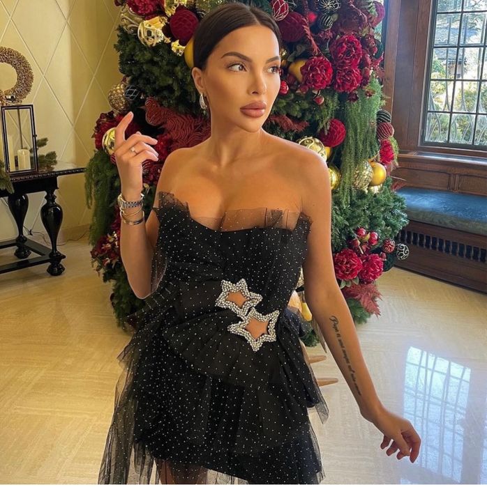 Рокля vaymoon черна камъни официална