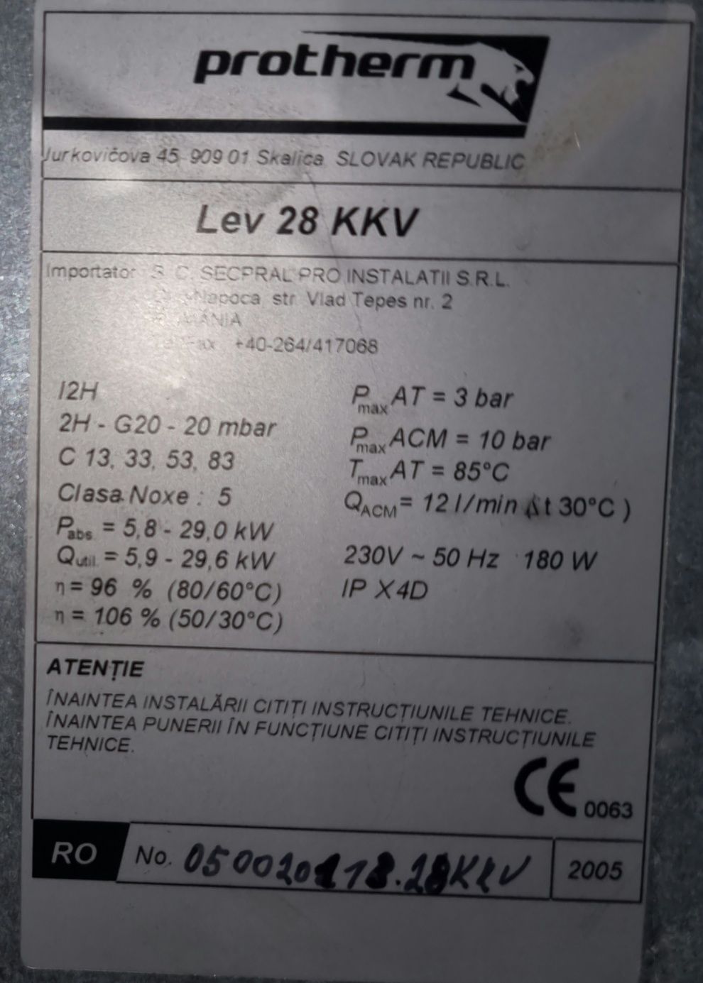 Centrala protherm lev si panther 28kw