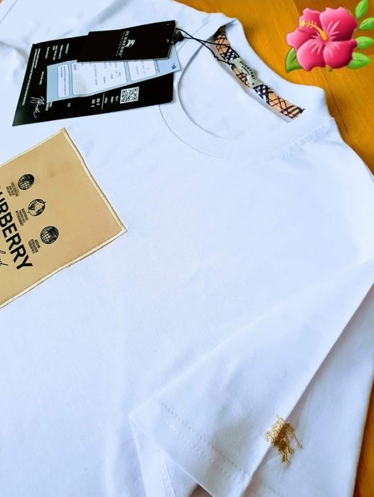 Tricouri bumbac alb imaculat (Burbbery (,super calitate import Italia