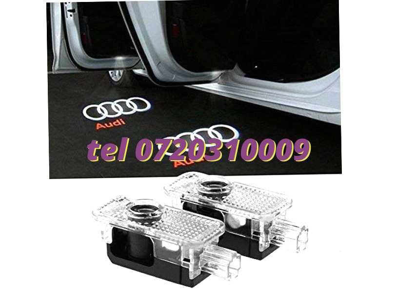 Set Lampi Led Holograme Proiectoare Logo Portiera Audi A3 A4 A5 A6 Q3