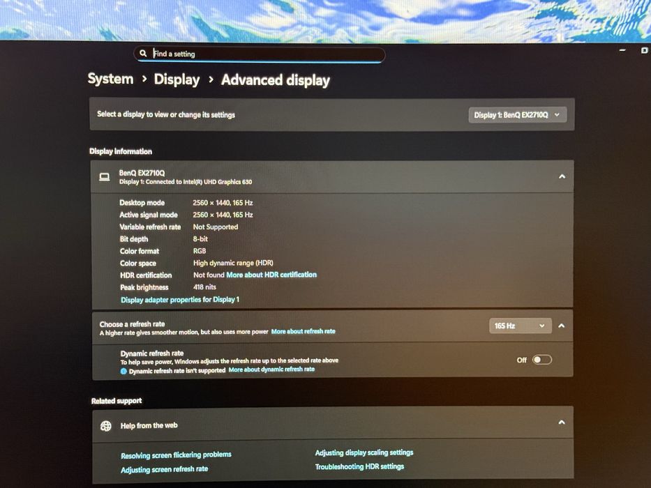 BenQ Gaming MOBIUZ EX2710Q 27 / 165Hz HDR 2K