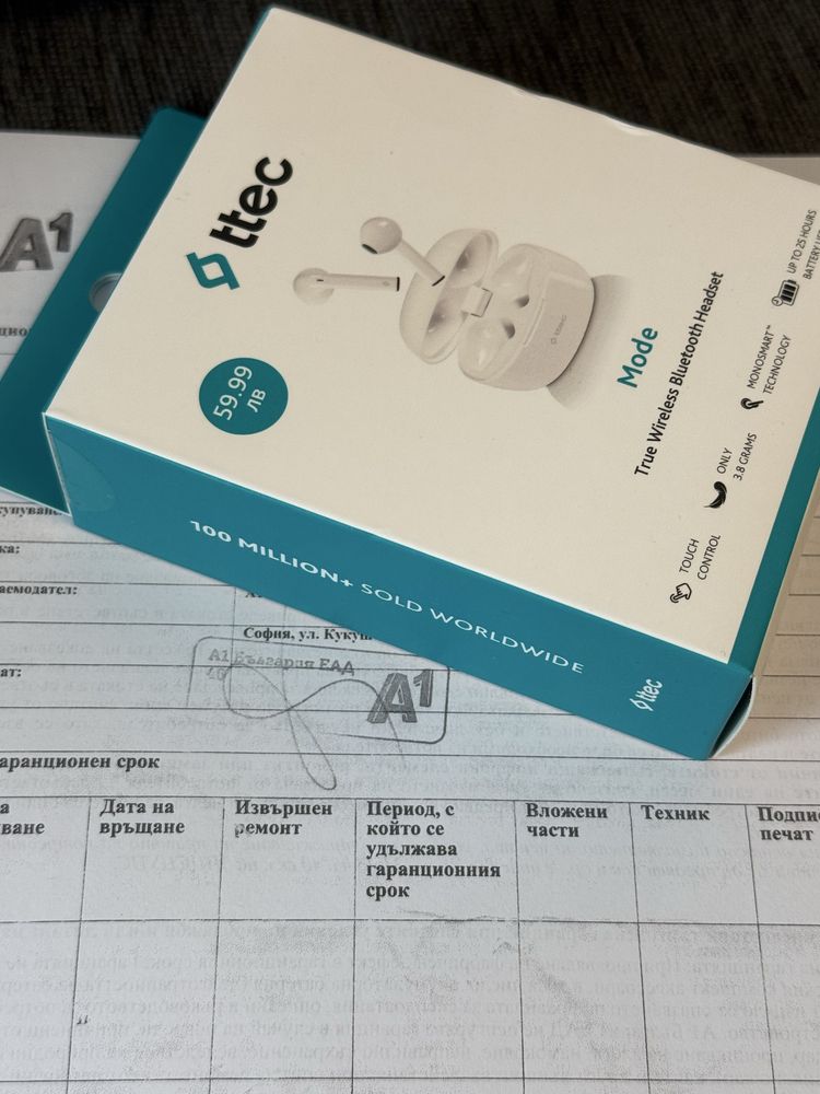 ЗАПЕЧАТАНИ ttec Mode + POWER BANK A1 Гаранция 2027г. White БЯЛ