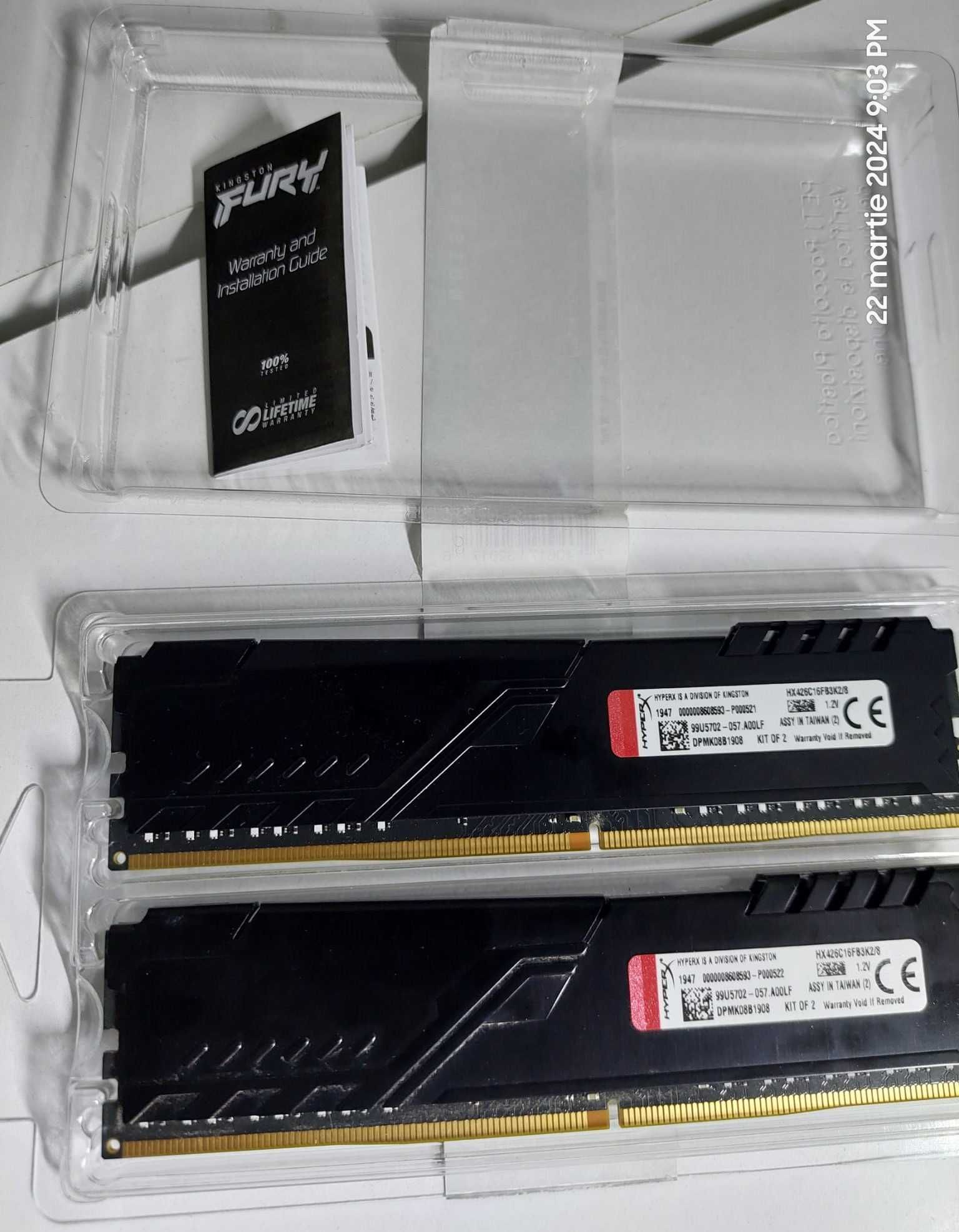 Memorie RAM Kingston, HyperX FURY Black 2x4 giga 2666