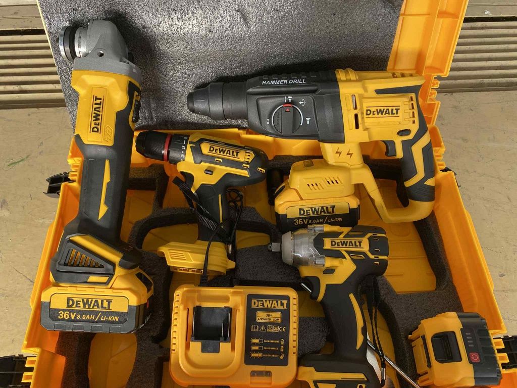 DeWALT комплект 36V – винтоверт, перфоратор, гайковерт, ъглошлайф