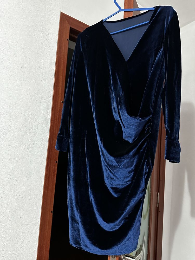 Rochie de catifea bleumarin gravide
