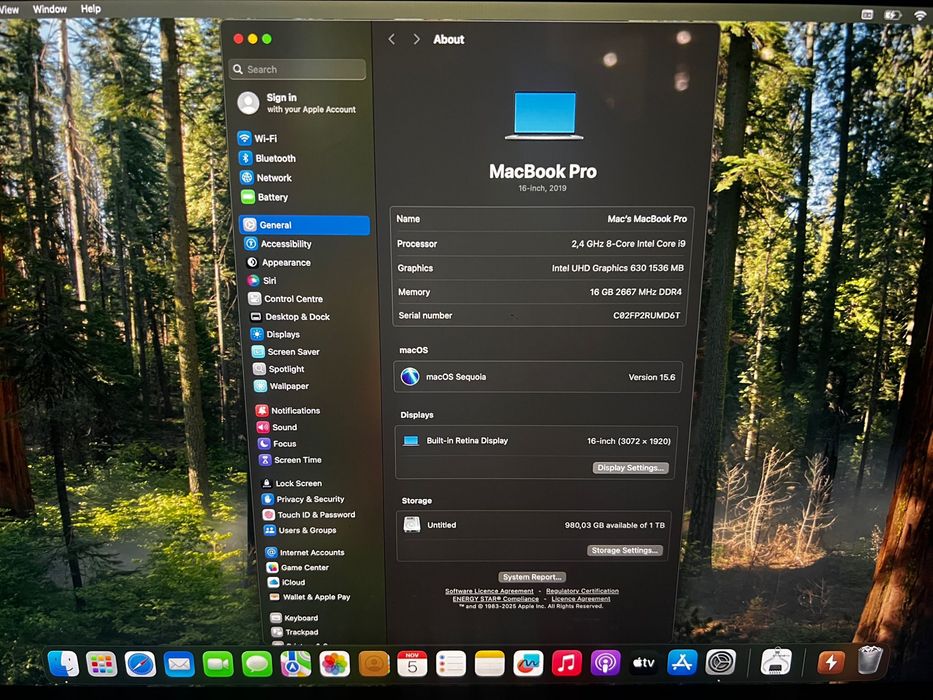 Apple Macbook Pro 16 inch, Intel I9 9th gen,16Gb RAM, 1TB NVMe.