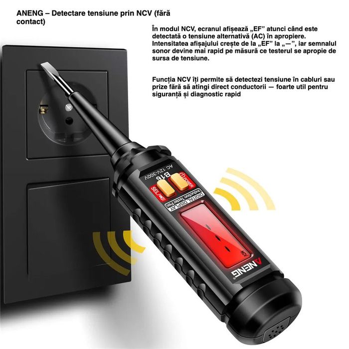 Multimetru tip stilou ANENG Tester de Tensiune Non-Contact  Lanterna