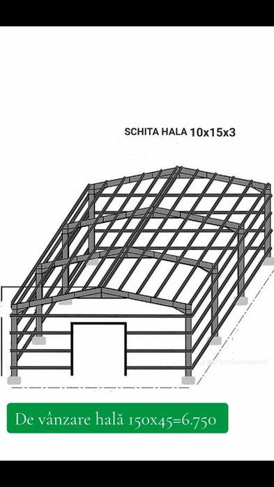 SUPER OFERTA  structura metalica cu lumigimea de 15 metri și lățime de