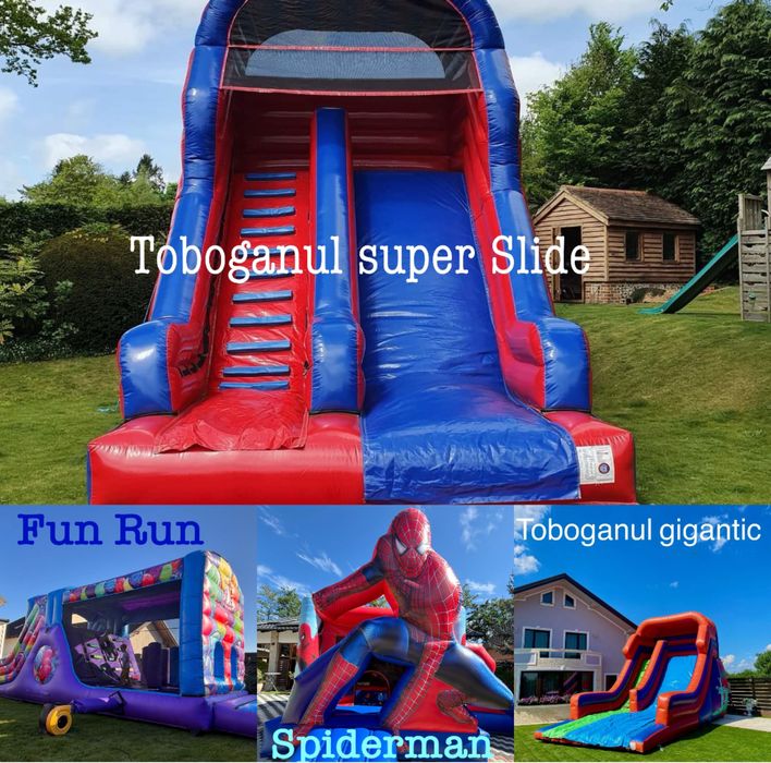 Tobogane gonflabile/topogane ,panou foto/popcorn/vată pe băț