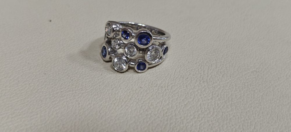 Inel aur 18k 13.28gr diamante și safire naturale (R)