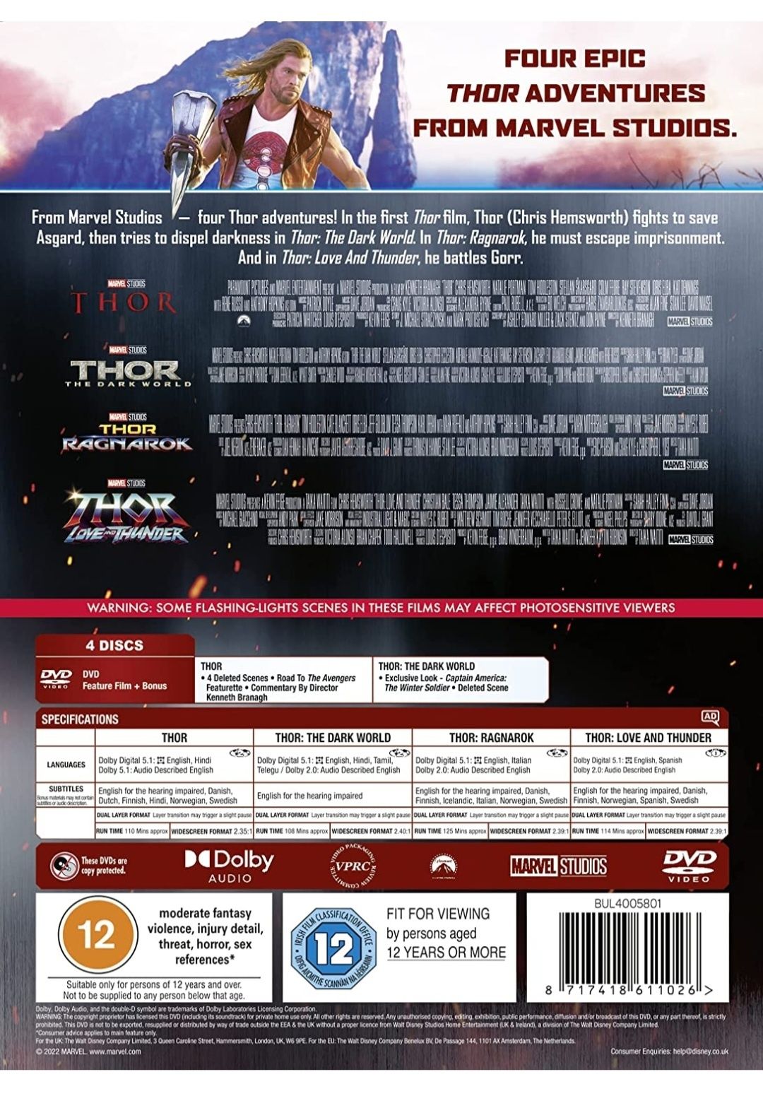 Filme Thor 1-4 Box Set DVD Originale