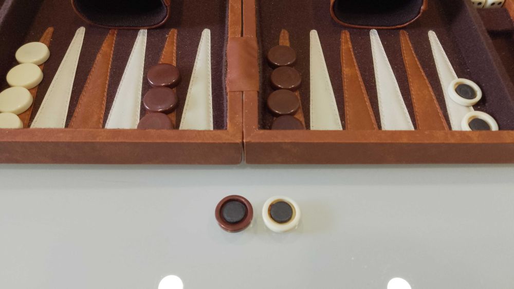 Joc table/ Backgammon in servieta eleganta, tip Diplomat