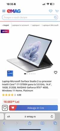 laptop Microsoft Surface Studio 2 intel i7-13700H 32gb ssd1Tb RTX 4050