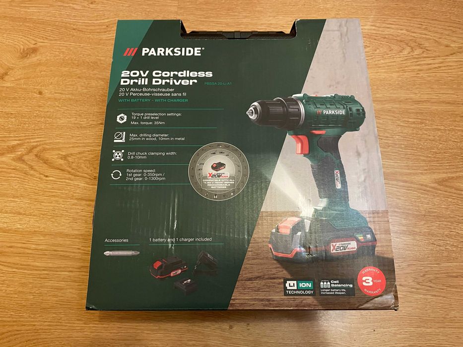 Акумулаторен винтоверт PARKSIDE 20V PBSSA 20-Li A1 с батерия и зарядно