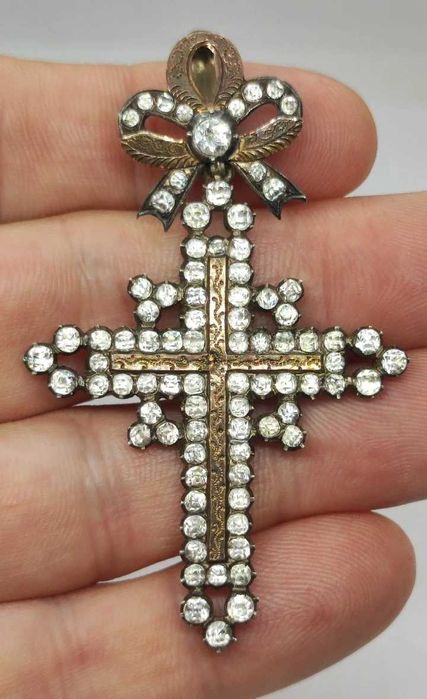 Cruciuliță Pandantiv Vechi 1800 Din Argint