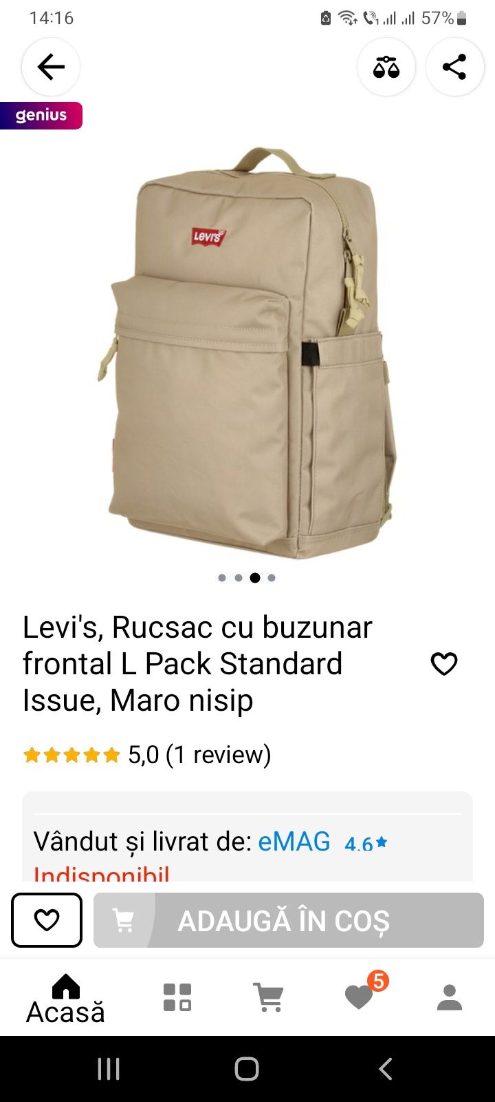 Rucsac Levi's Pack Standard Issue, L,maro nisip