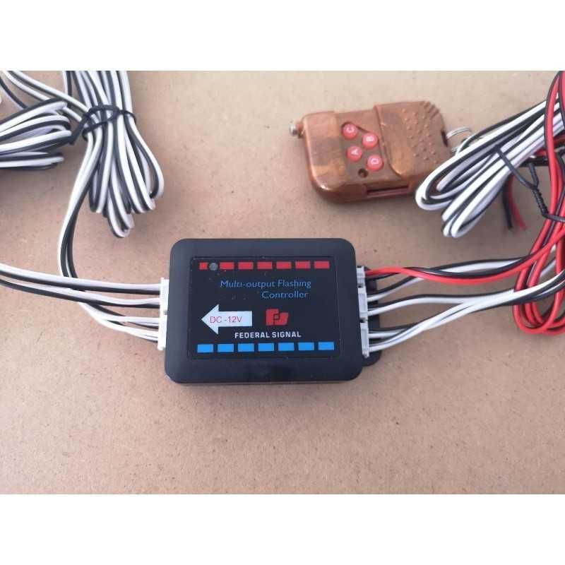 Lumini avertizare galbene grila, 8 module, functii stroboscop, 96W 12V