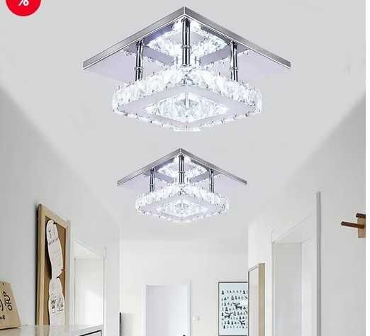 Lampă de tavan LED modernă din cristal, mini candelabru de lux de 12W