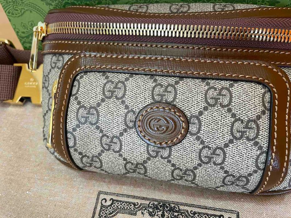 Чантичка за кръст Гучи Оригинална Supreme Кожа Колан Gucci Belt Bag