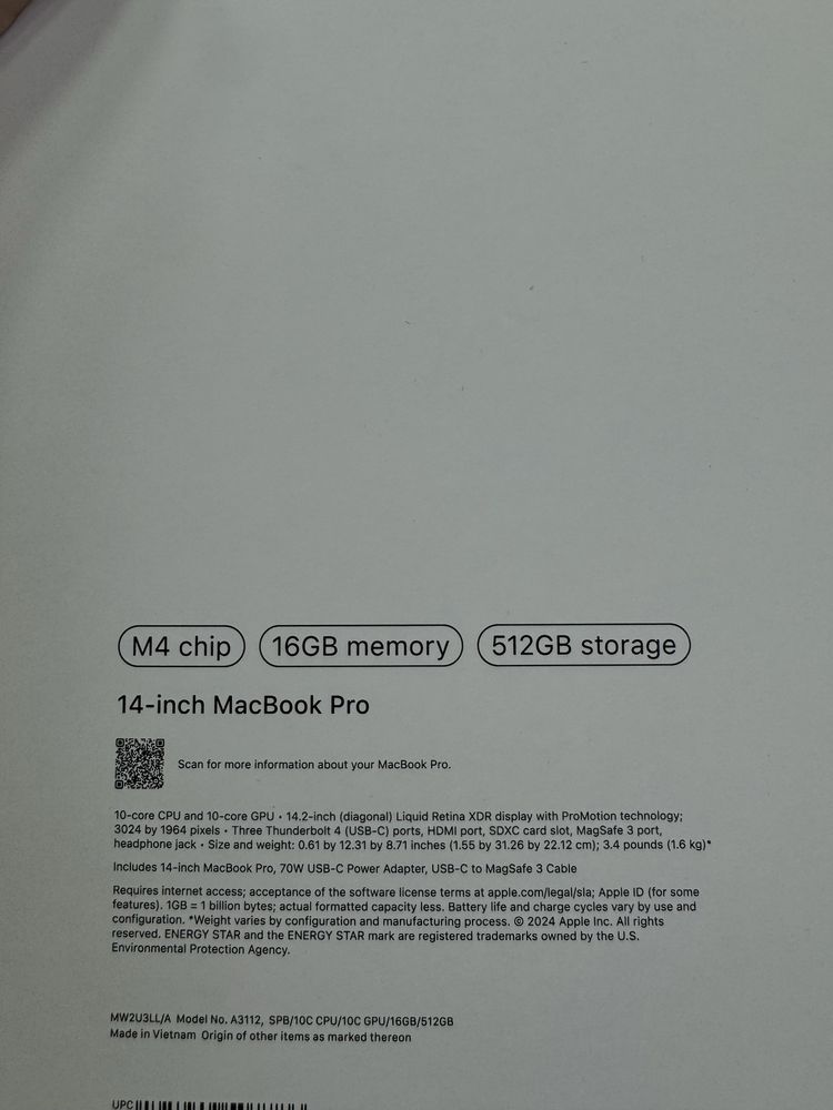 Macbook Pro 14 M4 16/512gb New