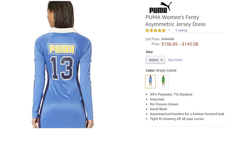 Oferta Rochie sport asimetrica Puma albastra