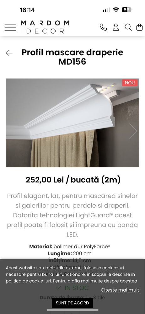 Profil mascare draperie