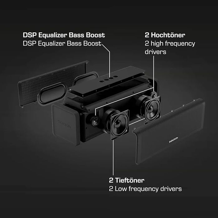 50W Hi-Fi Преносима Bluetooth Колона DOCKIN D FINE+ 2, 9600mAh
