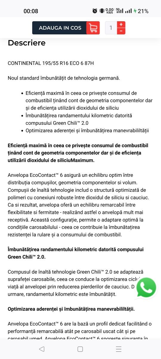 Vand cauciucuri de vara Continental EcoContact 6, 195/55 R16 din 2024