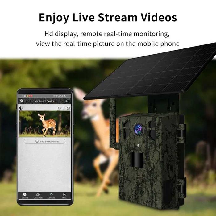 4G Ловна Камера - снимки и наблюдаване на живо - с 6 батерии и солар