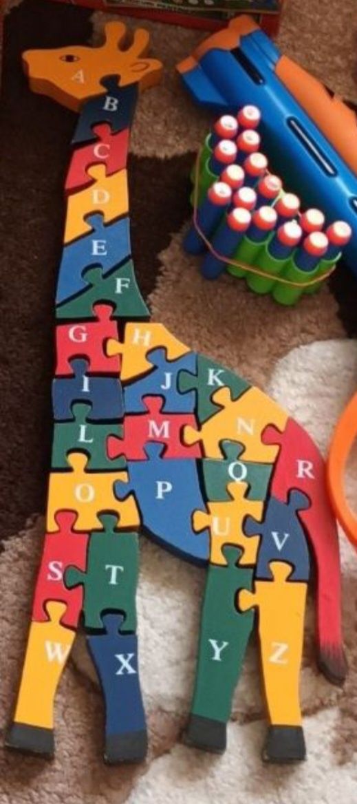 Puzzle Girafă Alfabet din lemn