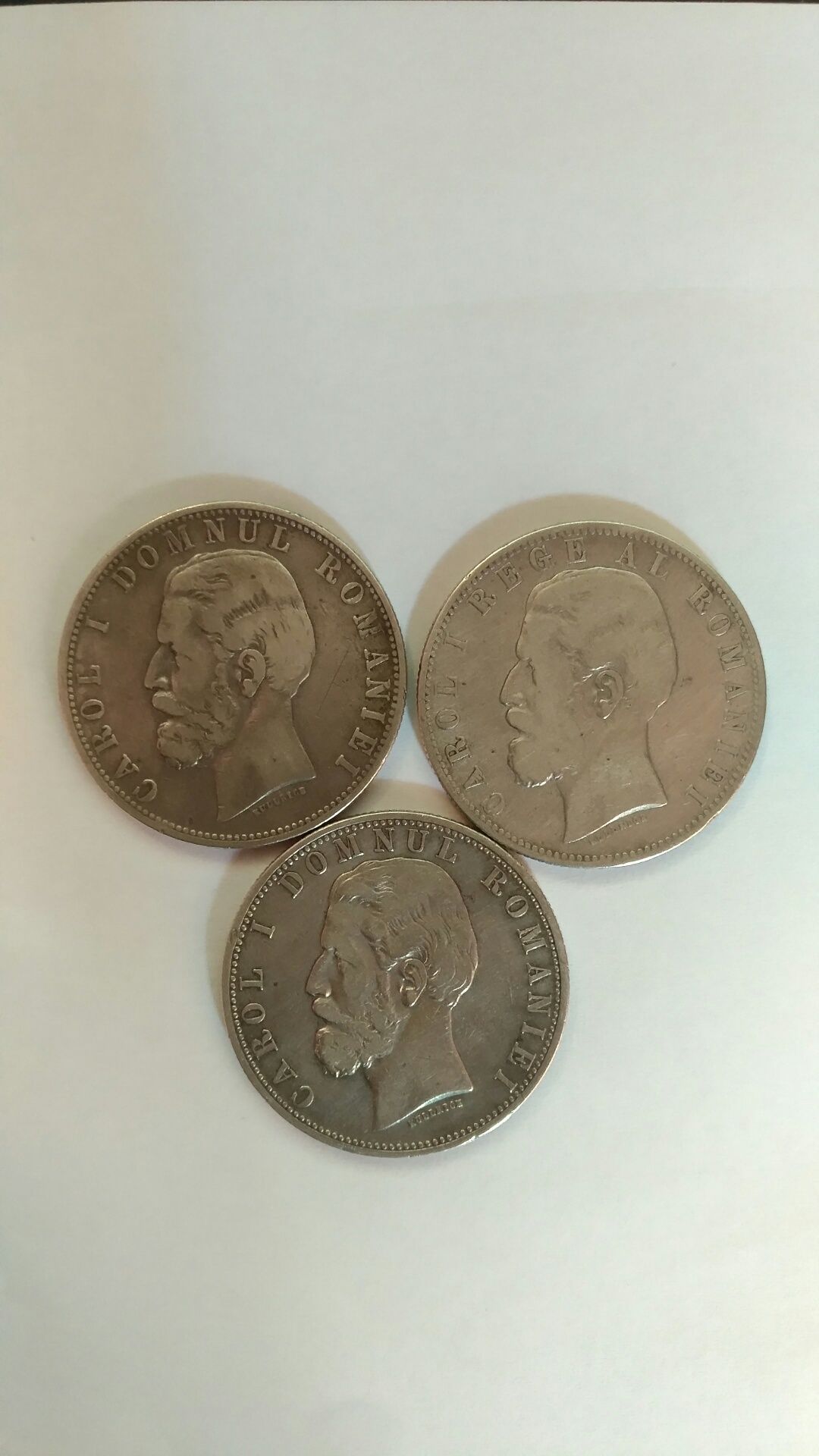 Moneda argint 5 lei 1881 Romania - Carol I - veche - colectie , 3bucat