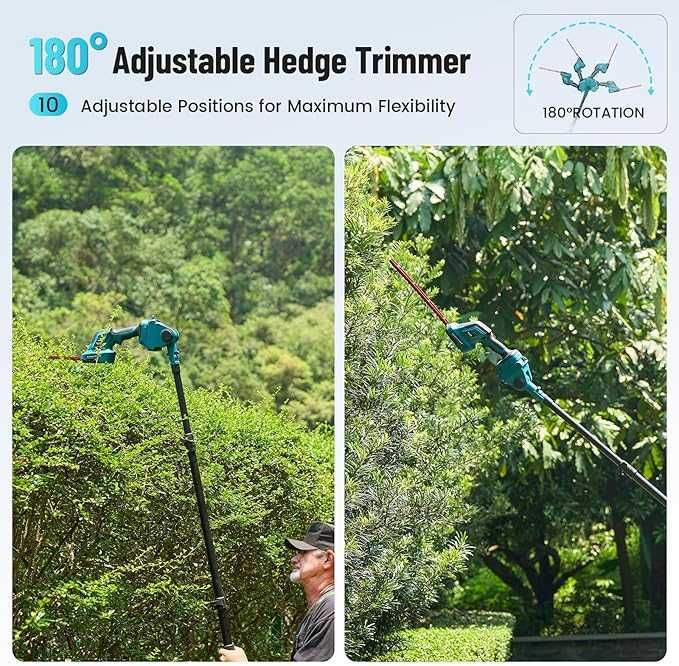 Foarfecă telescopică pentru gard viu SEESII 3 în 1 cu baterie