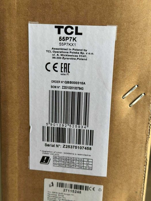 НОВ! TCL QLED 55P7K, 55" (139 см), Smart Google TV, 4K Ultra HD